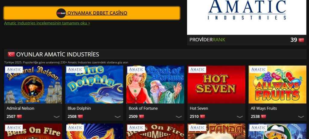 PrimeBahis Amatic Sağlayıcısı Oyunları